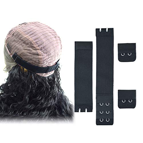 image for Dreamlover 4 Pack Black Wig Elastic Sewing Band with Hooks, Adjustable