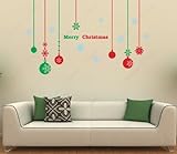 Custom PopDecals - Christmas Decals - Christmas balls - Beautiful Tree Wall Decals for Kids Rooms Teen Girls Boys Wallpaper Murals Sticker Wall Stickers Nursery Decor Nursery Decals