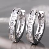 2Pcs Women Men's Stainless Steel Rhinestone Crystal Huggie Hoop Studs Earrings