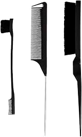 Aeuezxx 3 Pieces Hair Styling Comb Set Black Double Sided Edge Brush