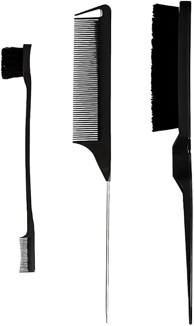 Aeuezxx 3 Pieces Hair Styling Comb Set Black Double Sided Edge Brush