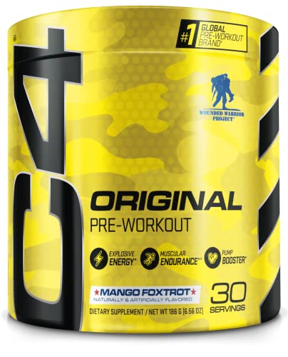 C4 Original Pre Workout Powder Mango Foxtrot Sugar Free Preworkout Energy for Men & Women 150mg Caffeine + Beta Alanine + Creatine - 30 Servings (Packaging May Vary)