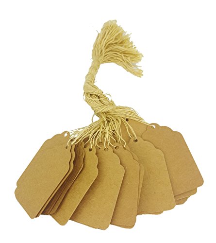 100 Pcs of Natural Kraft Paper String Tags, Price Tags, Elegant String Tags perfect for Gifts, Promotions, Events, or Boutiques (2 3/16