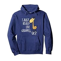 I Just Really Like Giraffes, OK? Cute Giraffe Drawing Pullover Hoodie