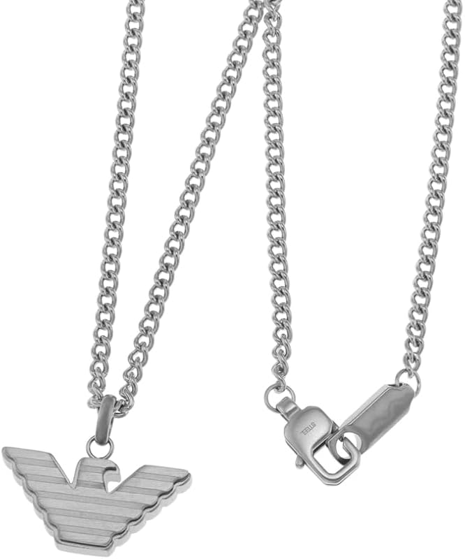 Collana da uomo in acciaio inossidabile con chiusura a moschettone, Argento chiaro