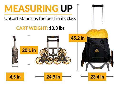 UpCart Hero Stair Climbing Dolly and Bag Combo | 140 lb Weight Capacity | Includes Bag for Groceries, Laundry, and Crafts