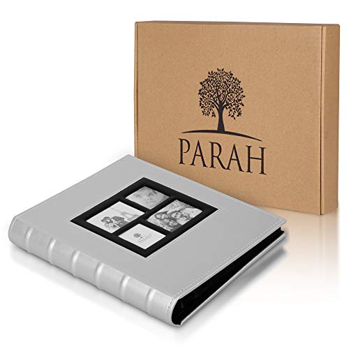PARAH LIFE Luxury 200 5X7 Photo Album for Wedding Anniversary Vacation Baby and Family Photos Beautiful Leather Bound Picture Display Book for 200 5x7 Photographs Scrapbook Foto Silver