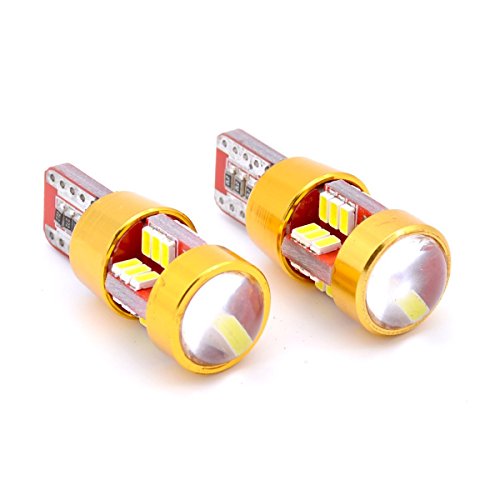 TUINCYN Amber T10 W5W LED Bulb 3014 27SMD Canbus Error Free Wedge Light Used for External Sidemarker Reverse Parking Tail Light Brack Light Stoplight Interior RV Camper Bulb(Pack of 4)