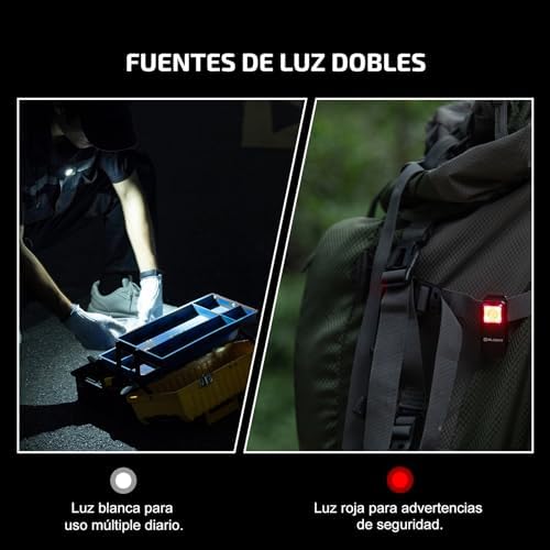 Oclip Mini Linterna de Clip Luz Roja y Blanca 300LM 70M
