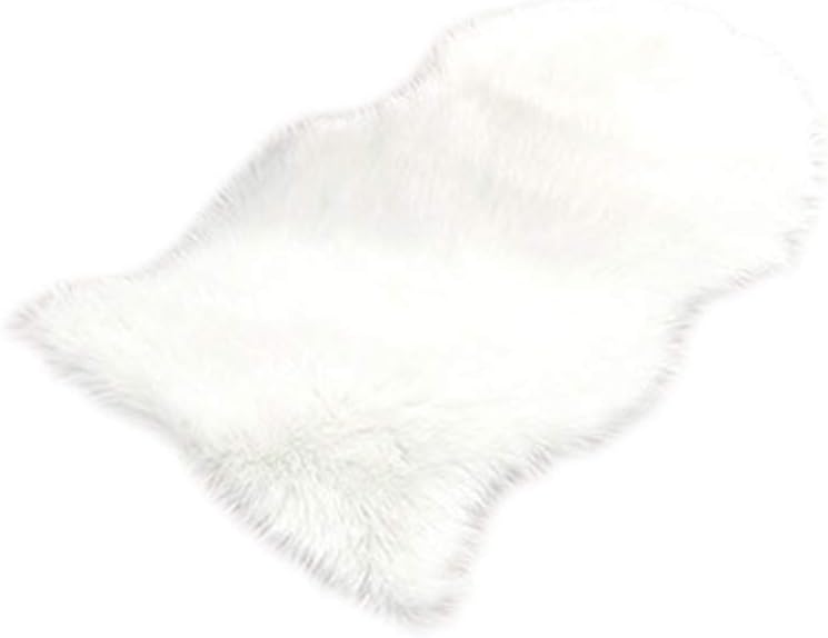 Luxury Soft Area Rugs for Bedroom Living Room Fluffy Faux Fur Carpet Mat Home Decor Gift (White)