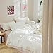 Softta Boho Twin XL Size 3Pcs Duvet Cover Set (1 Duvet Cover +2 Pillowcases) White Tassel Bedding Set Bohemian 100% Washed Cotton Beddings Luxury Elegant White Quilt Covers Set