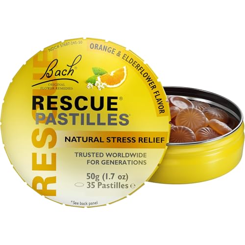 Bach, Original Flower Remedies, Rescue Pastilles, Natural Stress Relief, Orange & Elderflower, 35 Pastilles, 1.7 oz (50 g)