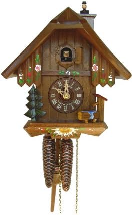 Anton SchneiderCuckoo Clock Black Forest house with moving chimney sweep