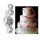 ShungHO 4PCS Flower Cake Cookies Fondant Plunger Decorating Cutters Tools Mold