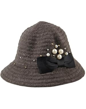 womens Pearl Cotton Bucket Hat Sun Hat with Bow