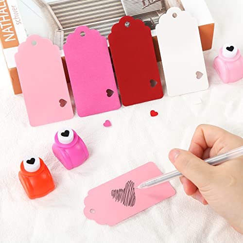 SallyFashion 200 PCS Color Gift Tags, Hanging Tags Labels with String, Heart Hole Punch for Gifts Arts and Crafts Valentines Wedding Birthday Holiday