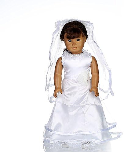 18 Inch Doll Clothes for 18" American Girl Dolls Handmade First communion/Wedding Dress (Size: 18inch, Color: White) ZKB18