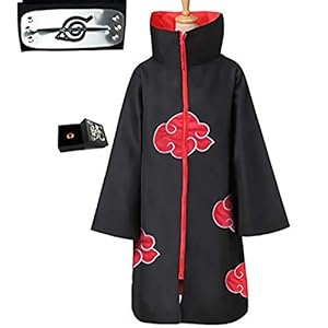LUOWAN Akatsuki Itachi cape, Anime Naruto, cosplay, kostuum Akatsuki Uchiha Itachi Shuriken hoofdband, accessoires…