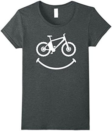 Womens Mountain Bike Shirt: Smile Funny Love Bike Rider T-Shirt Small Dark Heather