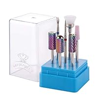 Makartt Nail Drill Bit Set B-25 Tungsten Carbide Diamond Ceramic Nail Drill Bits 7Pcs Remove Gel Polish Poly Nail Gel Drill Bit Manicure Pedicure 3/32