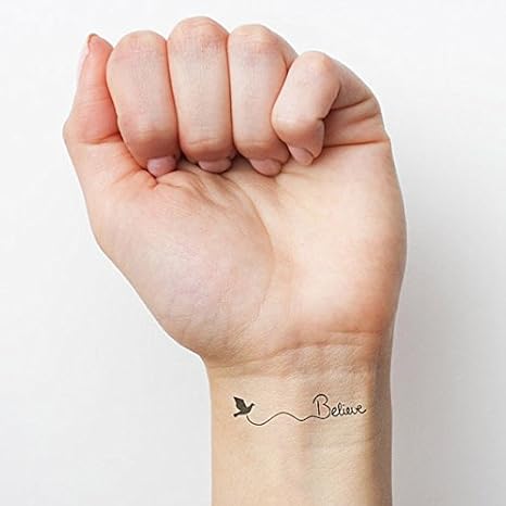 Tattify Glaube Vogel Temporare Tattoos Fliegen Set Mit 2 Amazon De Beauty
