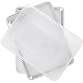 Nordic Ware Naturals Half Sheet Set - USA Made Aluminum Commercial Quality Sheet Pan for Baking or Roasting, Encapsulated Galvanized Steel Rim Prevents Warping, 2pk Half + Lid