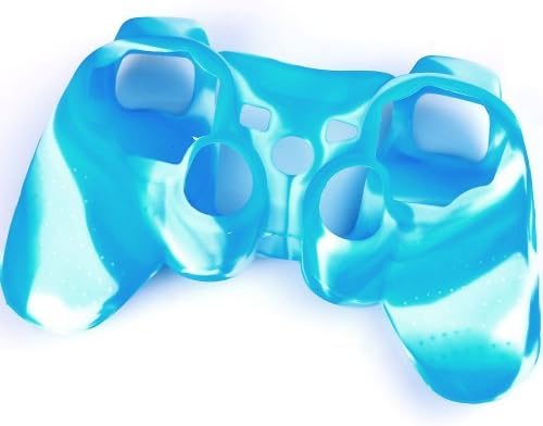 Factop Sony PS3 Controller Blue White Camouflage Silicone Skin Case Cover by Factop