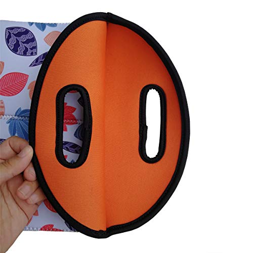 QAZSE Neoprene Wine Tote Bag 2-Bottle Carrier Reusable Thicken Durable Insulated Champagne Bottle Gift Bags for Travel, Party, Picnic, Colorful Leaves