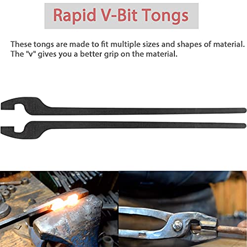 Blacksmith DIY Rapid Tongs Bundle Set with Rivets Rapid Flat Jaw/Slot