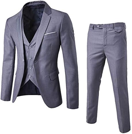Men's Modern Fit 3-Piece One Button Suit Blazer Jacket Tux Vest & Trousers 9 Colors Available