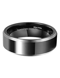 King Will CLASSIC Anillo de carburo de tungsteno negro, de 8 milímetros. Anillo de boda de dos colores, con pulido profundo, cómodo, para hombre.