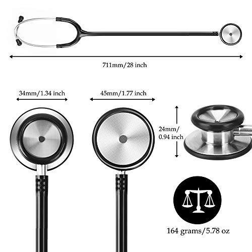 CAVN Dual Head Stethoscope with Carrying Case for Nurse Doctor Medical Student, Clinical Grade 28 Inch Stethoscope with Extra Diaphragm and 4 Packs Eartips, Classic and Lightweight
