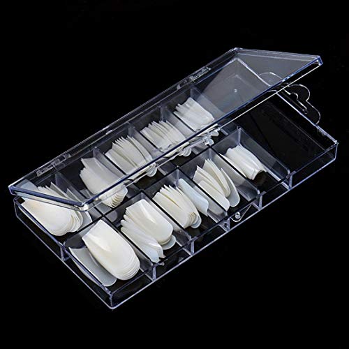 100Pcs False Nails Tips Practice Polish Gel Artificial Fake Nail Art Display Transparent (B)