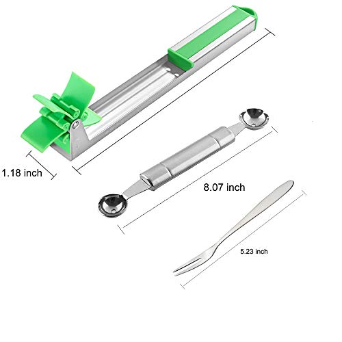 Stainless Steel Watermelon Slicer, Watermelon Windmill Cutter Melon Baller Scoop Fruit Vegetable Tools Kitchen Gadgets Corer Tool Set, with 2 Fruit Fork - Thumbnail 5