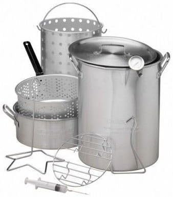 30 QT Deep Turkey Fryer Pot Kit Wings Fish Baskets Outdoor Propane Stockpot NEW