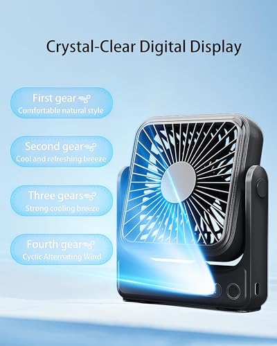 Magnetic Travel Fan, 5000mAh Ultra-Slim Cruise Approved Fan Rechargeable, 4-Speed, Hook Design, Portable Fan for Cruise Ship Cabin, Bedroom Sleeping, Camping, Travel & Cruise Essentials 2026