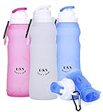 Collapsible Water Bottles BPA Free - Foldable Filter Sports Hydrated Cup - for Cycling,Camping,Hiking,Travel - Durable,Reusable with Leak-proof Lid - 20 Oz