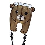 Fullfar Bear Kite for Kids Easy to Fly, Soft Nylon Material in 196 inch/5m Long with Y-Shaped Fuzzy Tail.Parafoil Kite for The Beach and Outdoor Activities.