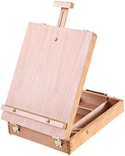 TTAototech Table Easel Box, Wooden Table Box Easel with Storage Table Easel Stand Adjustable Desktop Drawing Board Box for Kids Artists Beginners Painting