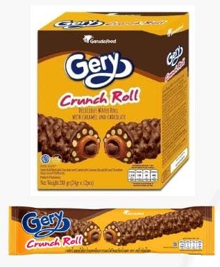 Gery Crunch Wafer Roll with Caramel and Chocolate (Pack of 4)