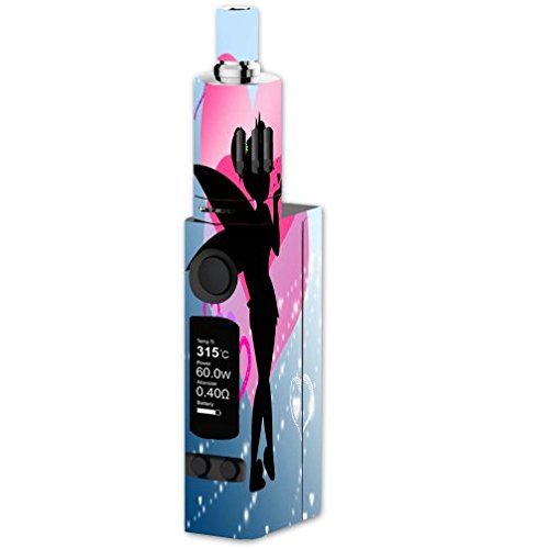 Decal Sticker Skin WRAP - Joyetech eVic VTC Mini - Cute Fairy Silhouette with Pink Hearts Kiss Design Print Image
