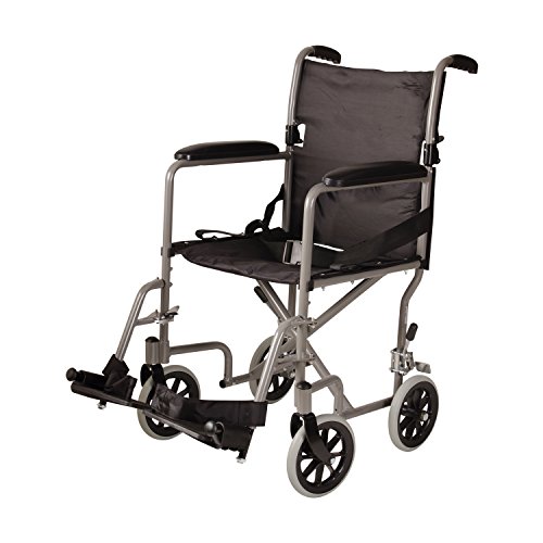 DMI Lightweight Folding Transport Chair Travel Wheelchair, Titanium