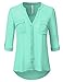 JJ Perfection Women's Deep V-Neck Long Sleeve Chiffon Blouse Shirt Top