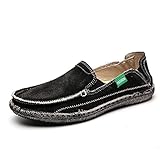 CASMAG Men's Casual Cloth Shoes Canvas Slip on Loafers Leisure Vintage Flat Boat Shoes