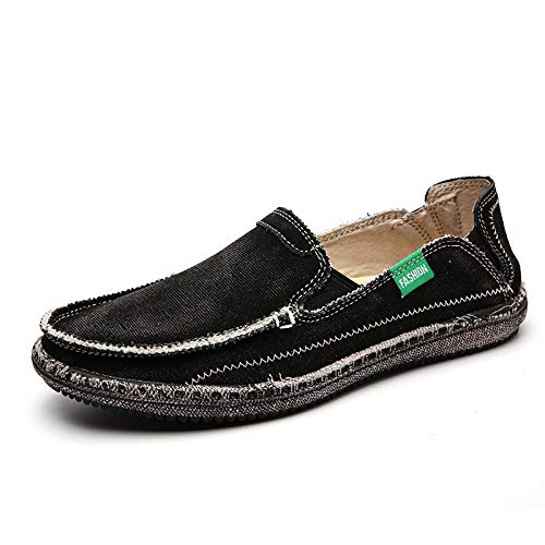 CASMAG Men's Casual Cloth Shoes Canvas Slip on Loafers Leisure Vintage Flat Boat Shoes