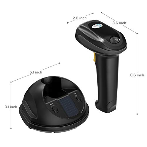 Esky Wireless Barcode Scanner 328 Ft Transmission Distance USB Cordless 1D Laser Automatic Barcode Reader Handheld Bar Code Scanner with Quick Charge Base Stand for Shop, Store, Supermarket, Warehouse