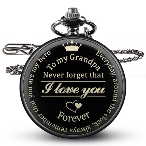 KUCHEY Fathers Day Dad Gifts from Daughter Son, Birthday Gifts for Grandpa Husband Step Dad Personalized Pocket Watch with Chain