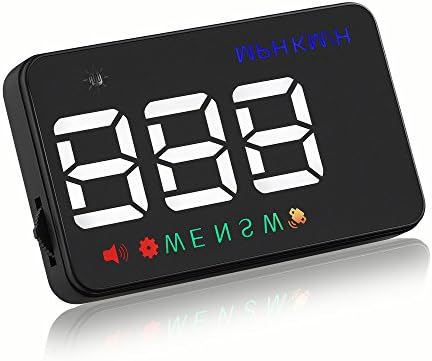 HUD A5 Head up Display GPS KMH MPH Over Speed Alarm Speedometer for 12V Vehicle Windshield Projector with Compass, Film, Cigarette Lighter Powered & 2 Models(HUD & Standard)