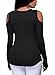 Hibluco Women's Sexy V-Neck Cold Shoulder Tops Blouse Lace-Up Ribbed Shirts Black