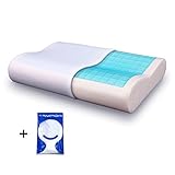 TAMPOR Memory foam Pillow Cool Gel Contour Pillow for Neck Support, Hypoallergenic Neck Pillow for Sleeping by, with Extra Replacement Pillow Protector, Standard